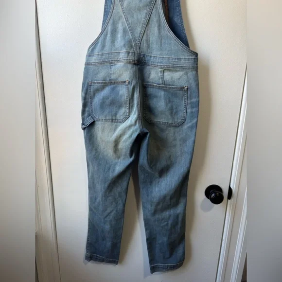 Free People Women's Button Front Blue Denim Overalls Sz 27 - Picture 8 of 13